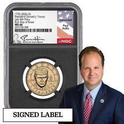 2026-P US Trump Dollar July 4th Privy NGC MS-66 FDOI Paul Hollis Signed - Black Core