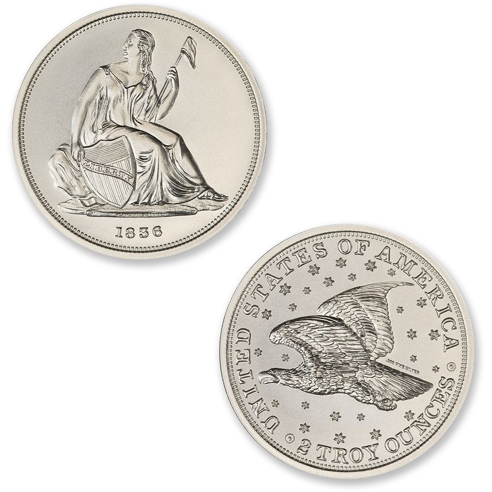 2 oz 1836 Gobrecht Dollar Tribute Silver Round