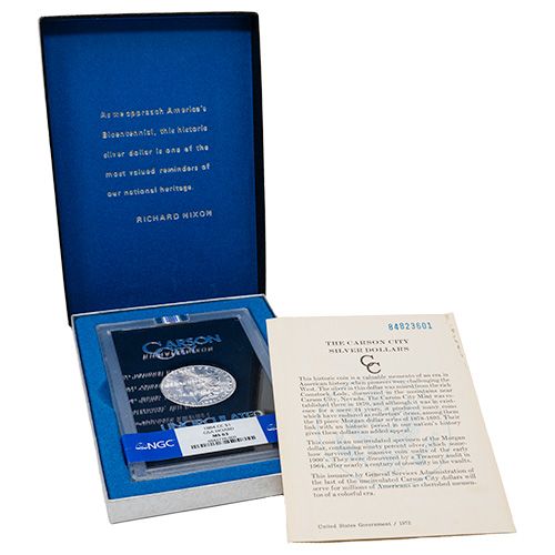 NGC MS-63 1882-1884-CC Morgan Silver Dollar GSA with Box & COA - Random Year