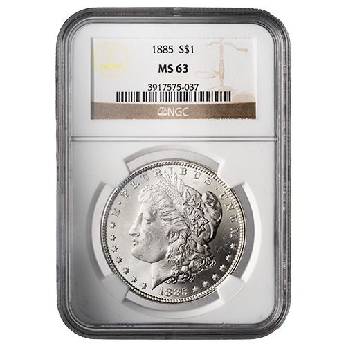 1885\u0020NGC\u0020MS\u002D63\u0020Morgan\u0020Dollar\u0020Silver\u0020Coin