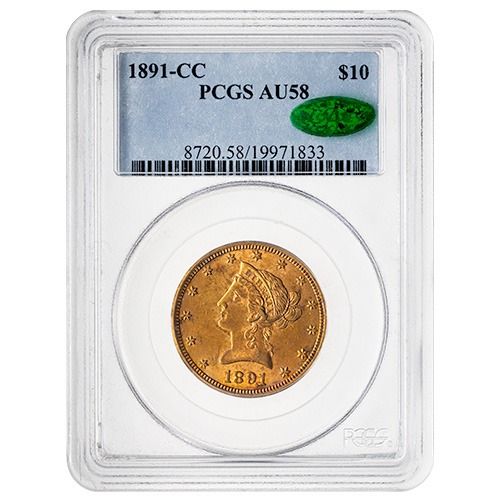 1891\u002DCC\u0020PCGS\u0020AU\u002D58\u0020\u002410\u0020Liberty\u0020Eagle\u0020Gold\u0020Coin\u0020\u002D\u0020CAC\u0020Sticker