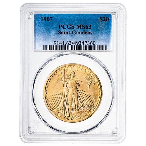 1907\u0020PCGS\u0020MS\u002D63\u0020\u002420\u0020St.\u0020Gaudens\u0020Double\u0020Eagle\u0020Gold\u0020Coin