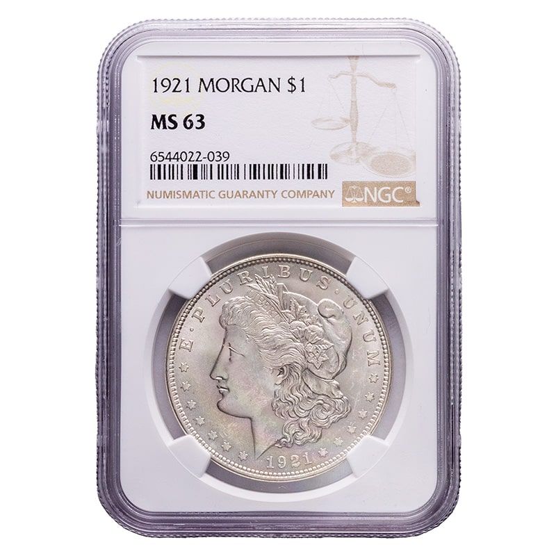 1921 MS-63 Morgan Silver Dollar (NGC or PCGS)