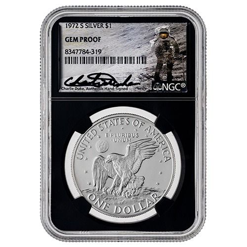 1972\u002DS\u0020NGC\u0020Gem\u0020Proof\u002040\u0025\u0020Silver\u0020Eisenhower\u0020Dollar\u0020\u002D\u0020Charlie\u0020Duke\u0020Signed\u0020Label\u0020\u002D\u0020Black\u0020Core