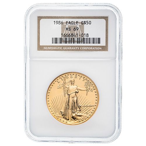 1986\u0020NGC\u0020MS\u002D69\u00201\u0020oz\u0020American\u0020Gold\u0020Eagle\u0020Coin