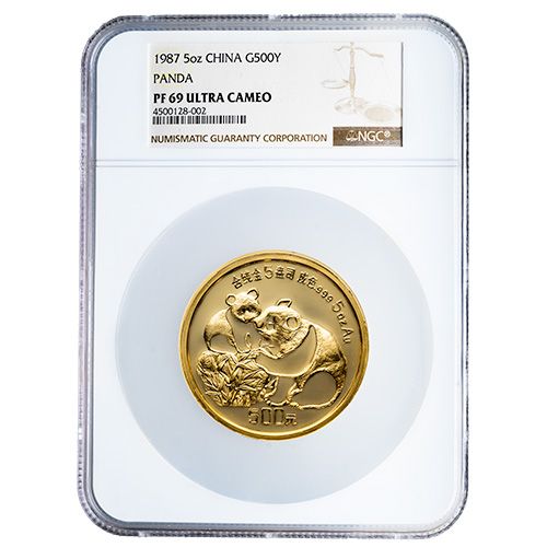 1987\u0020NGC\u0020PF\u002D69\u00205\u0020oz\u0020Chinese\u0020Gold\u0020Panda\u0020Proof\u0020Coin\u0020with\u0020COA
