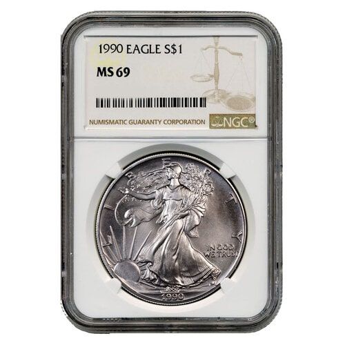 1990\u0020NGC\u0020MS\u002D69\u0020American\u0020Silver\u0020Eagle\u0020Coin\u0020\u0028Brown\u0020Label\u0029
