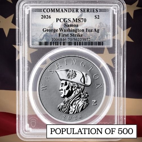 2026\u0020PCGS\u0020MS\u002D70\u0020First\u0020Strike\u00201\u0020oz\u0020George\u0020Washington\u0020Silver\u0020Coin\u003A\u0020Commander\u0020Series