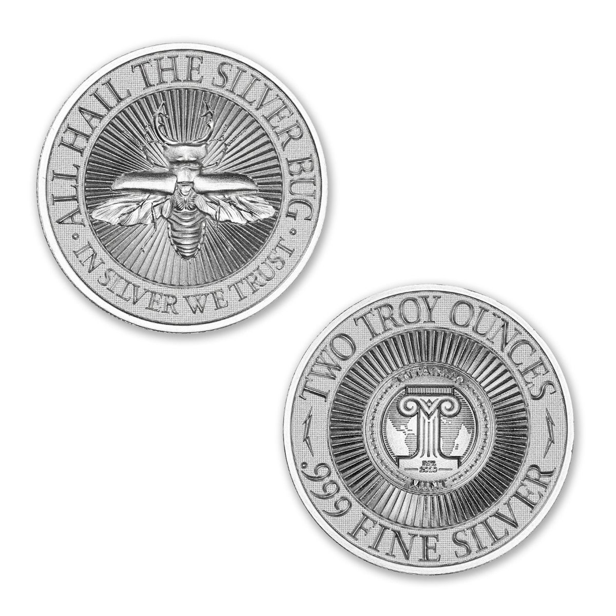 2 oz Intaglio Mint Stag Beetle Silver Round