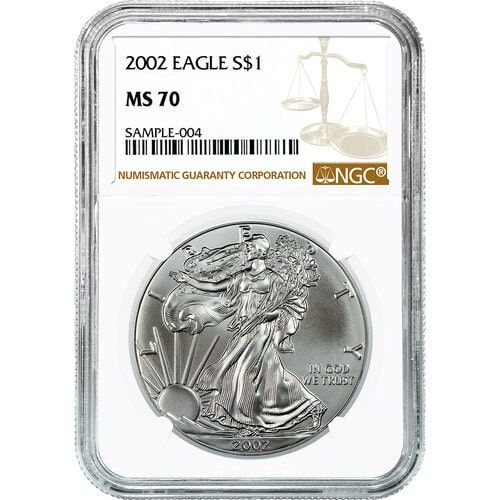 2002\u0020NGC\u0020MS\u002D70\u0020American\u0020Silver\u0020Eagle\u0020Coin\u0020\u0028Brown\u0020Label\u0029