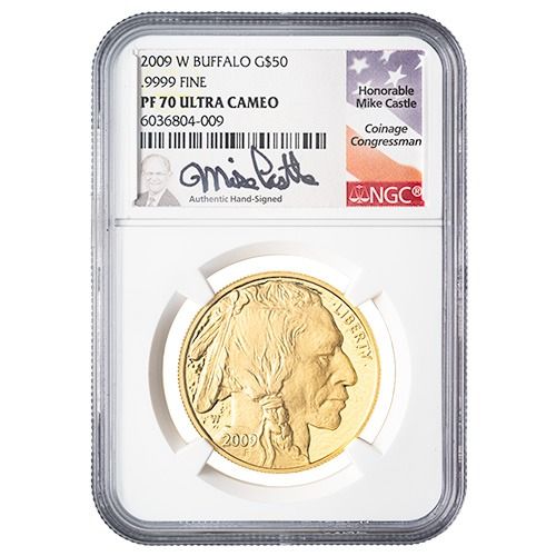 2009\u002DW\u0020NGC\u0020PF\u002D70\u00201\u0020oz\u0020American\u0020Gold\u0020Buffalo\u0020Proof\u0020Coin\u0020\u002D\u0020Mike\u0020Castle\u0020Signature\u0020Label
