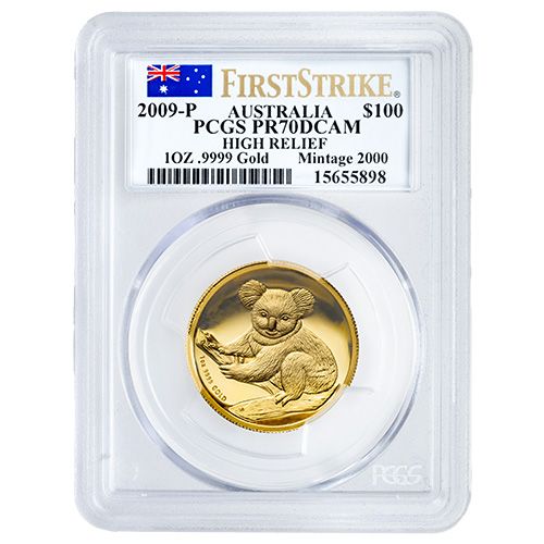 2009\u0020NGC\u0020PF\u002D70\u00202\u0020oz\u0020Australian\u0020Koala\u0020Proof\u0020Gold\u0020Coin\u0020with\u0020Box\u0020and\u0020COA