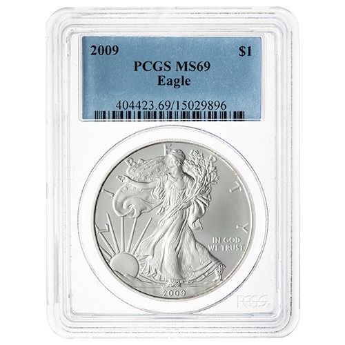 2009\u0020PCGS\u0020MS\u002D69\u00201\u0020oz\u0020American\u0020Silver\u0020Eagle\u0020Coin\u0020\u002D\u0020Standard\u0020Label