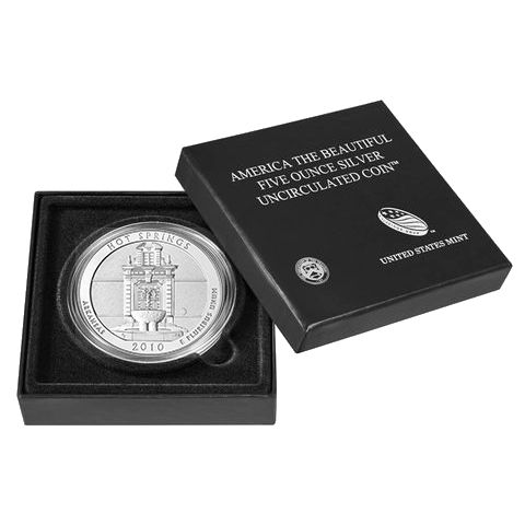 2010 Hot Springs ATB 5 oz Burnished Silver Coin - America The Beautiful