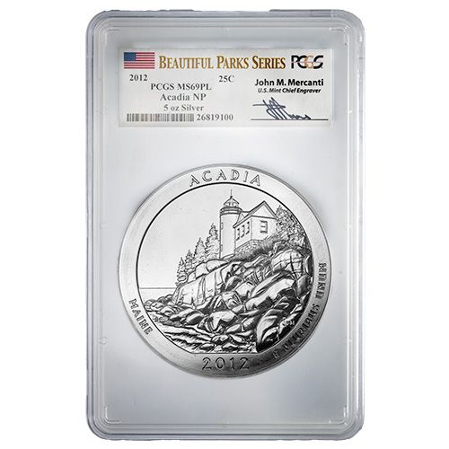 2012\u0020PCGS\u0020MS\u002D69\u0020PL\u00205\u0020oz\u0020America\u0020The\u0020Beautiful\u0020Acadia\u0020Silver\u0020Coin\u0020\u002D\u0020John\u0020Mercanti\u0020Label