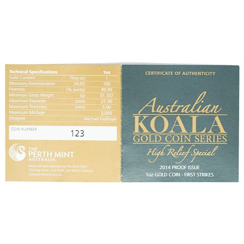 2014 NGC PF-70 One of First 200 Struck 1 oz Australian Koala High Relief Proof Coin with Box and COA