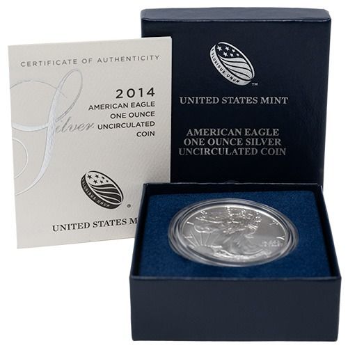 2014\u002DW\u00201\u0020oz\u0020American\u0020Silver\u0020Eagle\u0020Burnished\u0020Coin\u0020with\u0020Box\u0020and\u0020COA
