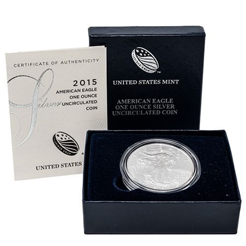 2015\u002DW\u00201\u0020oz\u0020American\u0020Silver\u0020Eagle\u0020Burnished\u0020Coin\u0020with\u0020Box\u0020and\u0020COA