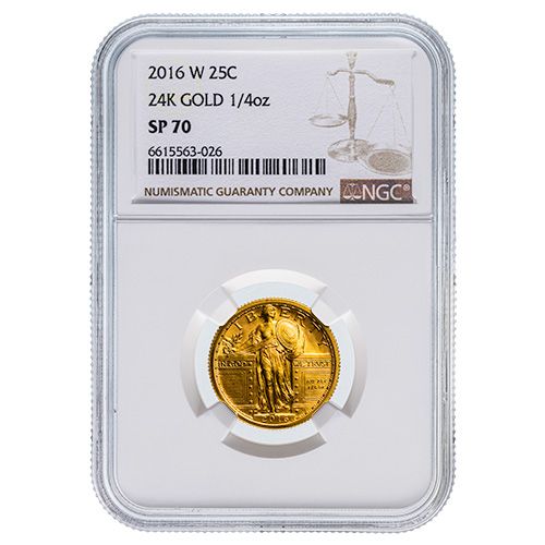NGC\u0020SP\u002D70\u00202016\u002DW\u00201\u002F4\u0020oz\u0020Gold\u0020Standing\u0020Liberty\u0020Quarter\u0020Dollar\u0020Centennial\u0020Coin