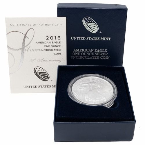 2016\u002DW\u00201\u0020oz\u0020American\u0020Silver\u0020Eagle\u0020Burnished\u0020Coin\u0020with\u0020Box\u0020and\u0020COA