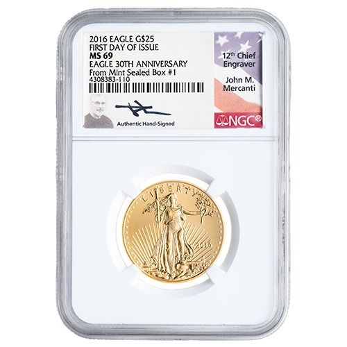 2016\u0020NGC\u0020MS\u002D70\u00201\u002F4\u0020oz\u0020American\u0020Gold\u0020Eagle\u0020Coin\u0020\u002D\u0020John\u0020Mercanti\u0020label