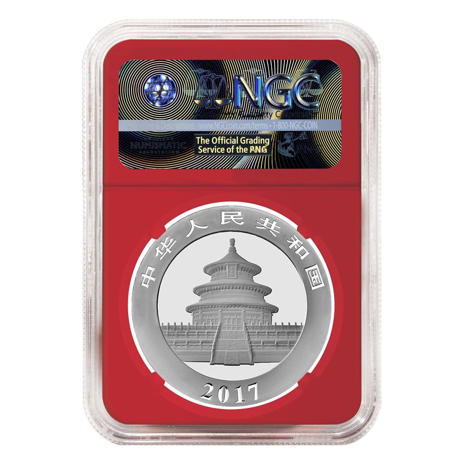 2017 30 Gram Chinese Silver Panda NGC MS-70 Early Release Red Core