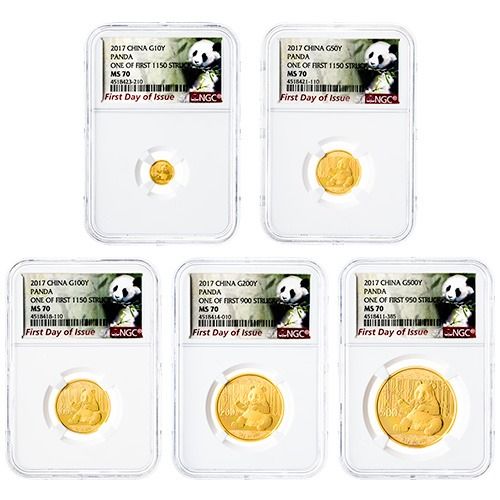 2017\u0020NGC\u0020MS\u002D70\u0020First\u0020Day\u0020of\u0020Issue\u0020Chinese\u0020Panda\u0020Gold\u0020One\u0020of\u0020First\u0020Struck\u0020Set\u0020\u002D\u0020Panda\u0020Label