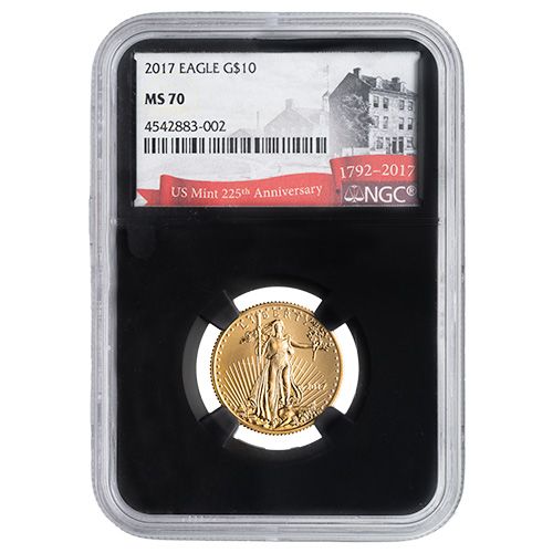 2017\u0020NGC\u0020MS\u002D70\u00201\u002F4\u0020oz\u0020American\u0020Gold\u0020Eagle\u0020Coin\u0020\u002D\u0020US\u0020Mint\u0020225th\u0020Anniversary\u0020Label\u0020with\u0020Black\u0020Core