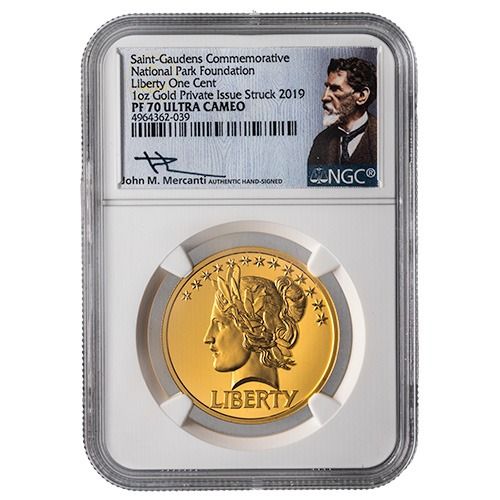 2019\u0020NGC\u0020PF\u002D70\u00201\u0020oz\u0020Liberty\u0020One\u0020Cent\u0020Proof\u0020Gold\u0020Medal\u0020\u002D\u0020Saint\u002DGaudens\u0020Collection