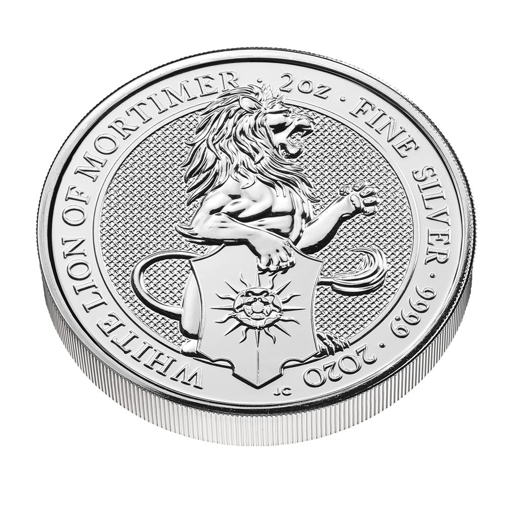 2020 2 oz British Queen's Beasts 'White Lion of Mortimer' Silver Coin