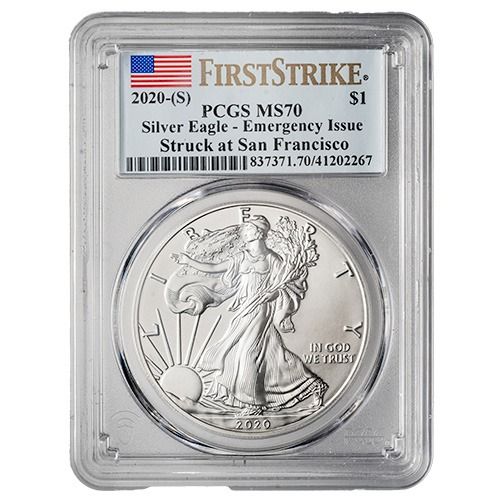 2020\u002D\u0028S\u0029\u0020PCGS\u0020MS\u002D70\u0020First\u0020Strike\u00201\u0020oz\u0020American\u0020Silver\u0020Eagle\u0020Emergency\u0020Production\u0020\u002D\u0020Struck\u0020At\u0020San\u0020Francisco\u0020Mint