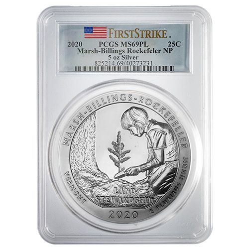 2020\u0020PCGS\u0020MS\u002D69\u0020DMPL\u0020First\u0020Strikes\u00205\u0020oz\u0020America\u0020The\u0020Beautiful\u0020Marsh\u002DBillings\u0020Rockefeller\u0020Silver\u0020Coin