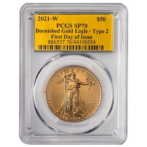 2021\u002DW\u0020PCGS\u0020SP\u002D70\u0020First\u0020Day\u0020of\u0020Issue\u00201\u0020oz\u0020American\u0020Gold\u0020Eagle\u0020Type\u00202\u0020Burnished\u0020Coin\u0020\u002D\u0020Gold\u0020Foil\u0020Label