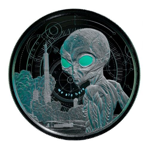 2021 1 oz Ghana Alien Colored Proof Silver Coin