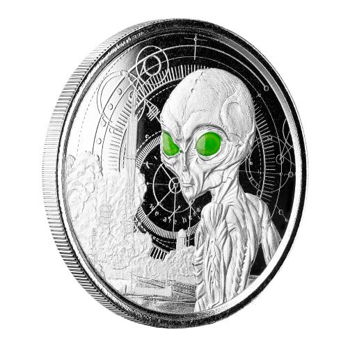 2021 1 oz Ghana Alien Colored Proof Silver Coin