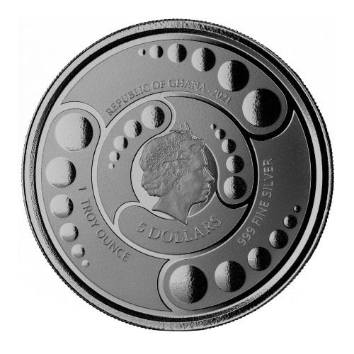 2021 1 oz Ghana Alien Rhodium Plated Silver Coin