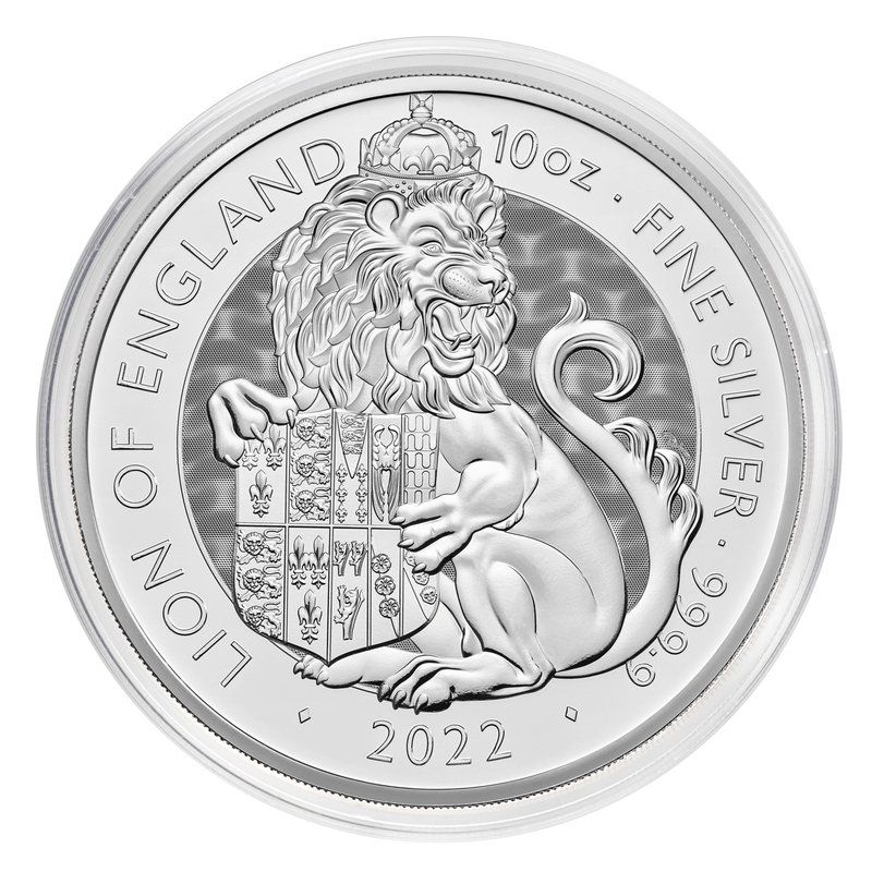 2022 10 oz Tudor Beasts Lion of England Silver Coin - Lowest Price 