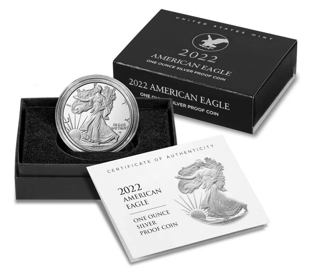 2022 1 oz American Silver Eagle Proof Coin w/Box & COA