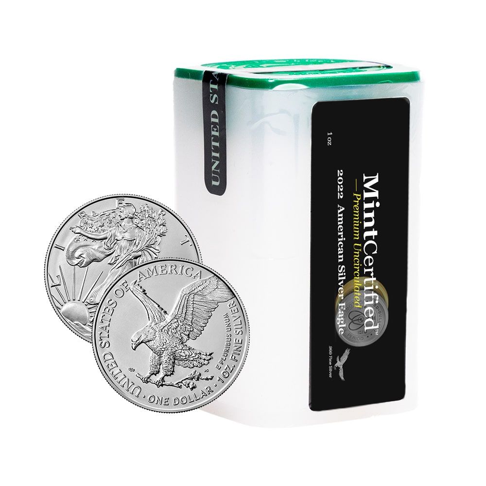 2022\u0020Silver\u0020Eagle\u0020Premium\u0020Uncirculated\u0020MintCertified\u2122\u0020\u007C\u0020Sealed\u0020Tube\u0020of\u002020\u0020Coins