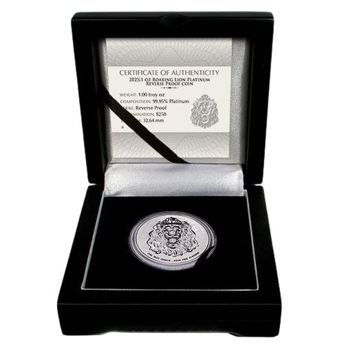 2022 1 oz Roaring Lion Reverse Proof Platinum Coin - COA #10