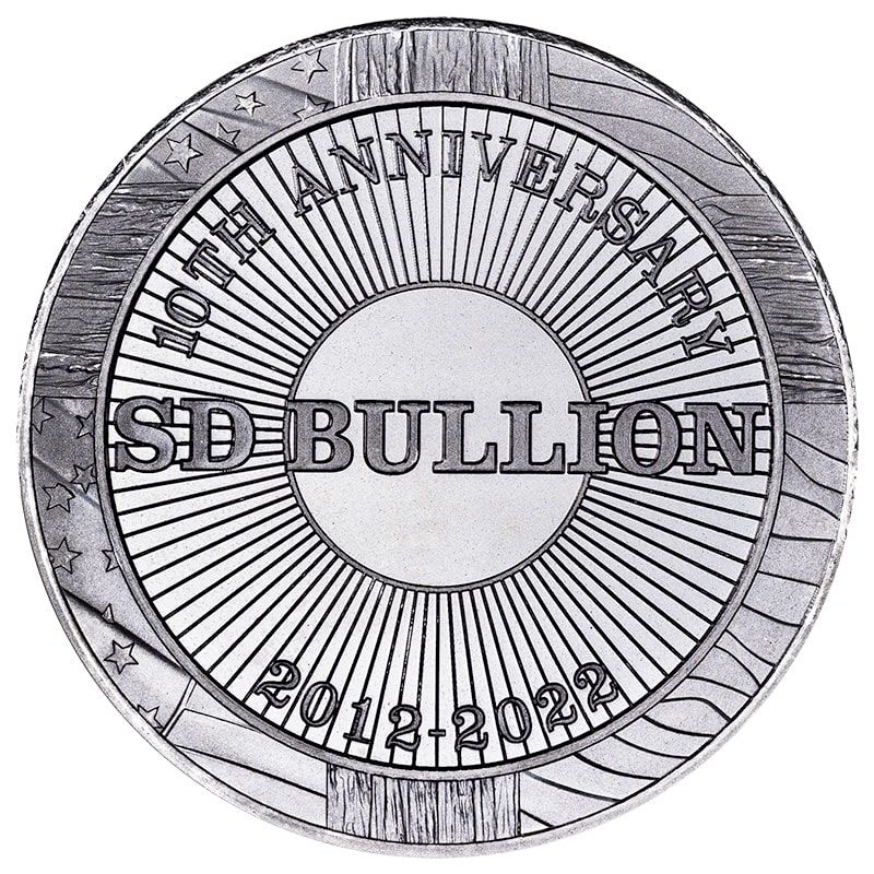 1 oz SD Bullion 10th Anniversary Silver Round