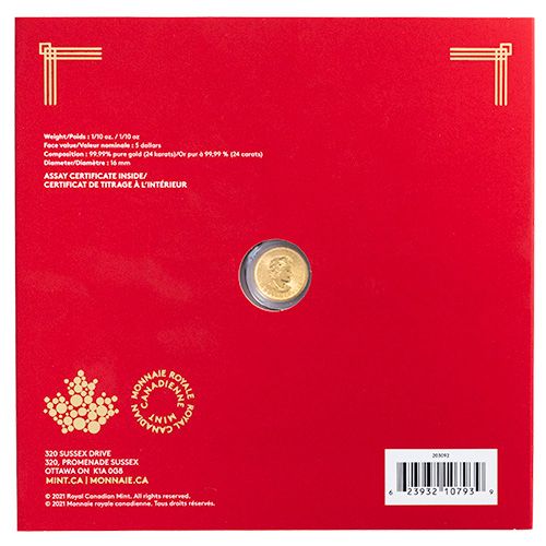 2022 1/10th oz Treasured Gold Maple Leaf Coin - Year of the Tiger Special Package