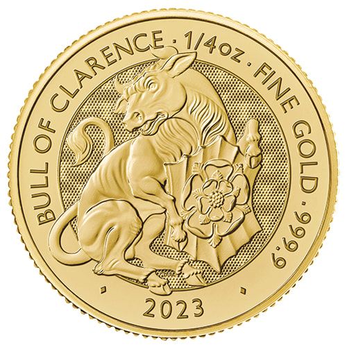 2023\u00201\u002F4\u0020oz\u0020Tudor\u0020Beasts\u0020Bull\u0020of\u0020Clarence\u0020Gold\u0020Coin