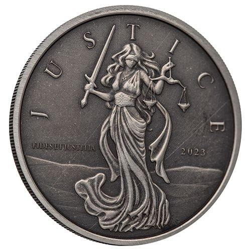 2023 1 oz Lady Justice Antique Silver Coin 