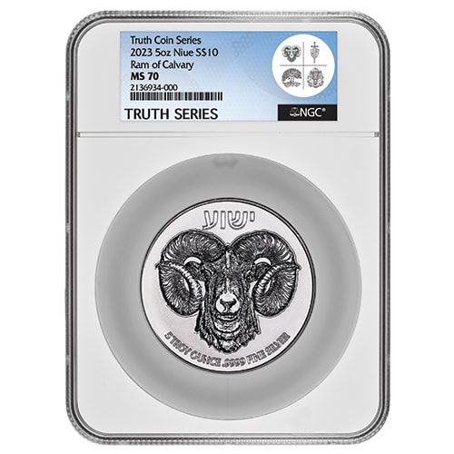 2023\u0020NGC\u0020MS\u002D70\u00205\u0020oz\u0020Ram\u0020of\u0020Calvary\u0020Silver\u0020Coin\u0020\u002D\u0020High\u0020Relief