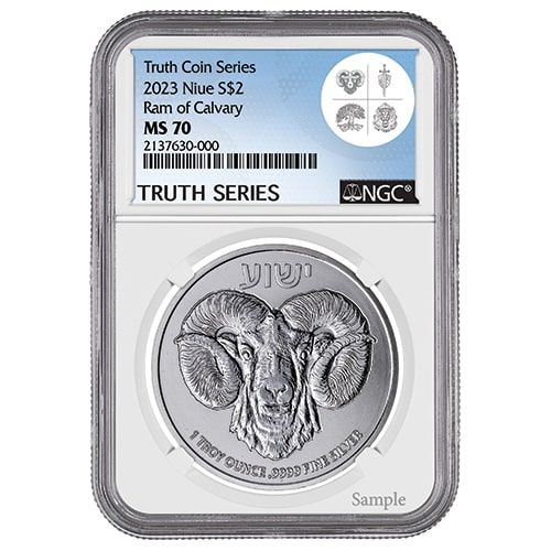 2023\u00201\u0020oz\u0020NGC\u0020MS\u002D70\u0020Ram\u0020of\u0020Calvary\u0020Silver\u0020Coin