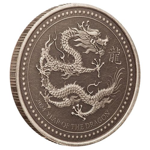 2024 1/2 oz Samoa Antique Silver Dragon Coin