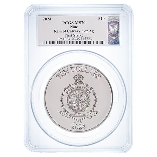 2024 PCGS MS-70 First Strike 5 oz Ram of Calvary High Relief Silver Coin