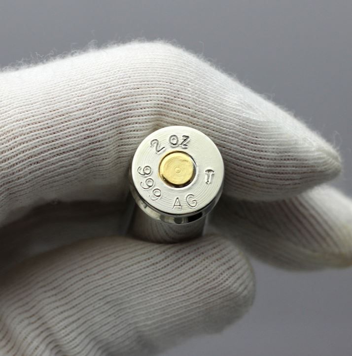 2 oz Silver Bullion Bullet (Gold & Rhodium Plated) .308