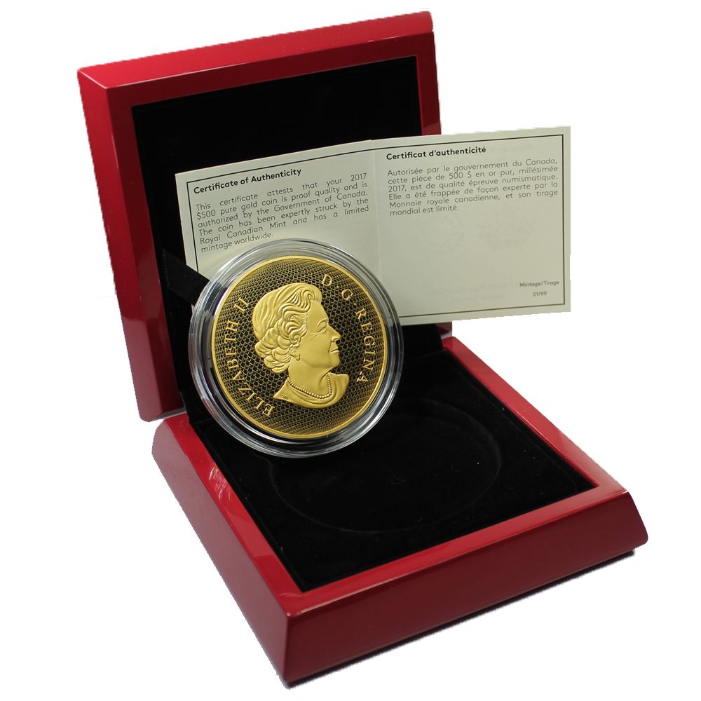2017 5 oz Canadian Gold Maple Leaves Coin | Worldwide Mintage of